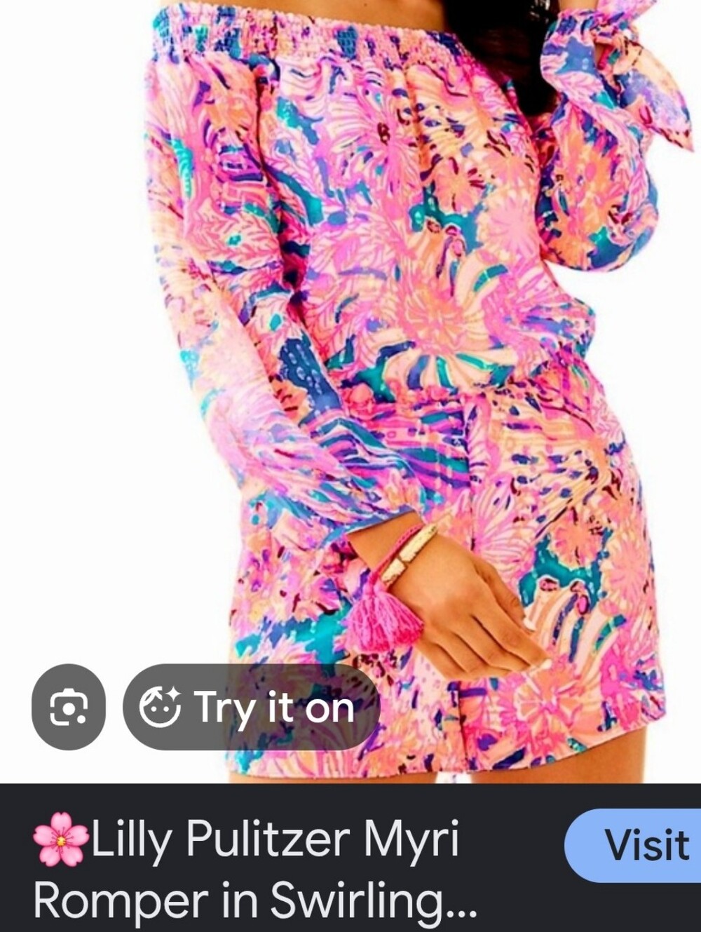Lilly Pulitzer Myri Metallic Off-Shoulder Romper